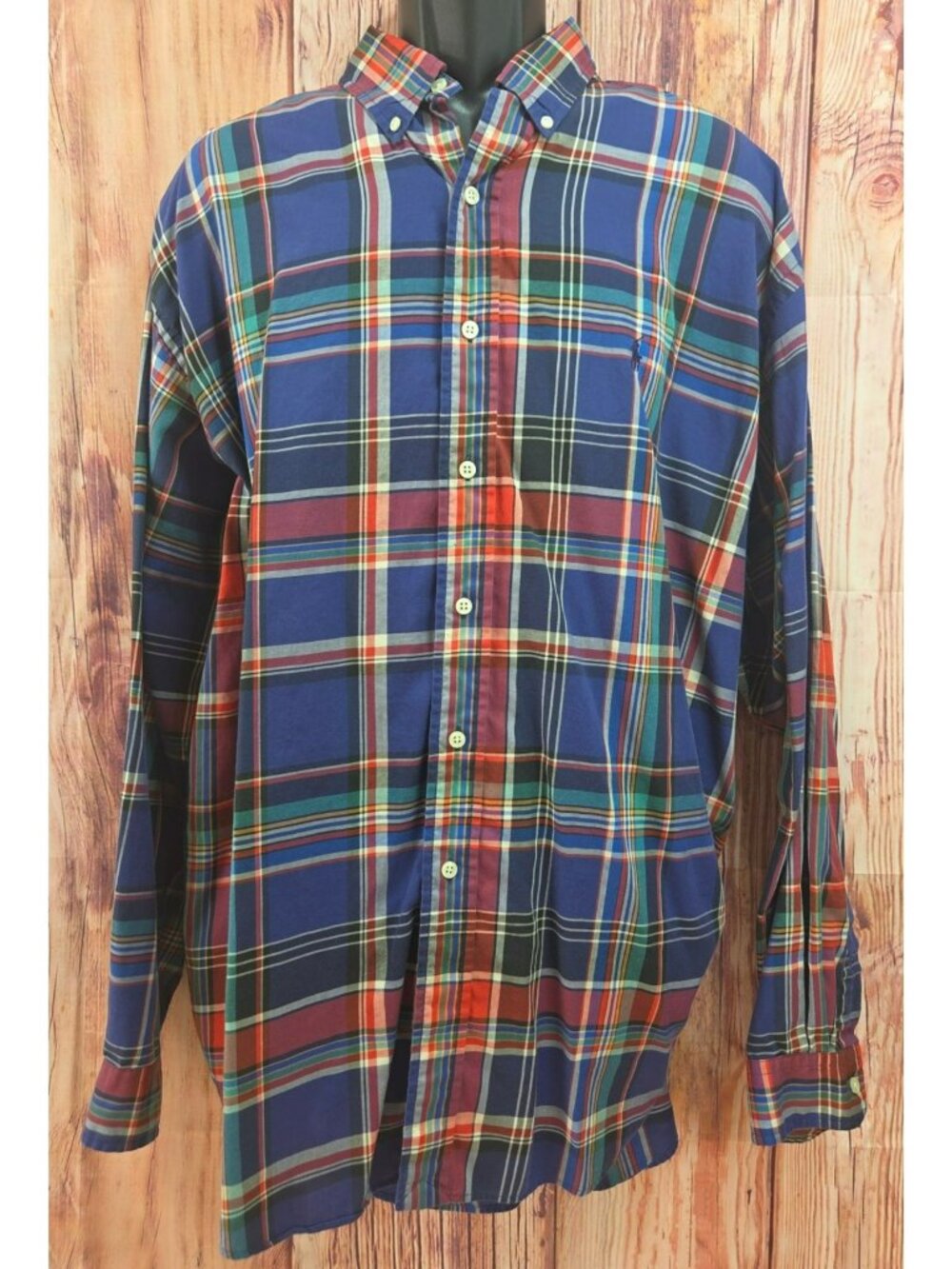 Ralph Lauren Blake Mens Plaid Button-Down Shirt XXL 100% Cotton Multicolor